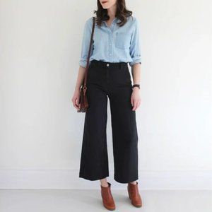 EVERLANE WIDE LEG CROP PANT IN WASHED BLACK SIZE 2